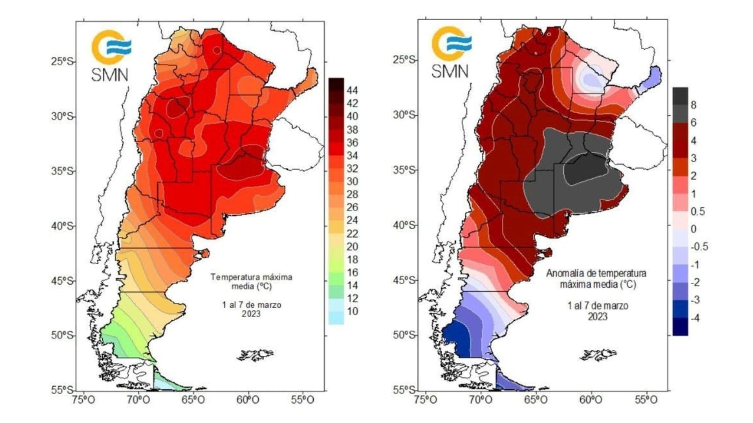 El Servicio Meteorol&oacute;gico tuvo que agregar un color en sus mapas por la ola de calor