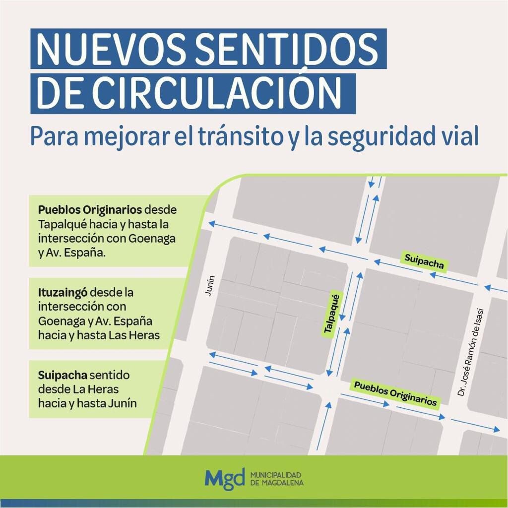 Desde esta medianoche, regir&aacute; los cambios de sentido de circulaci&oacute;n en Calle Ituzaingo/Pueblos Originarios